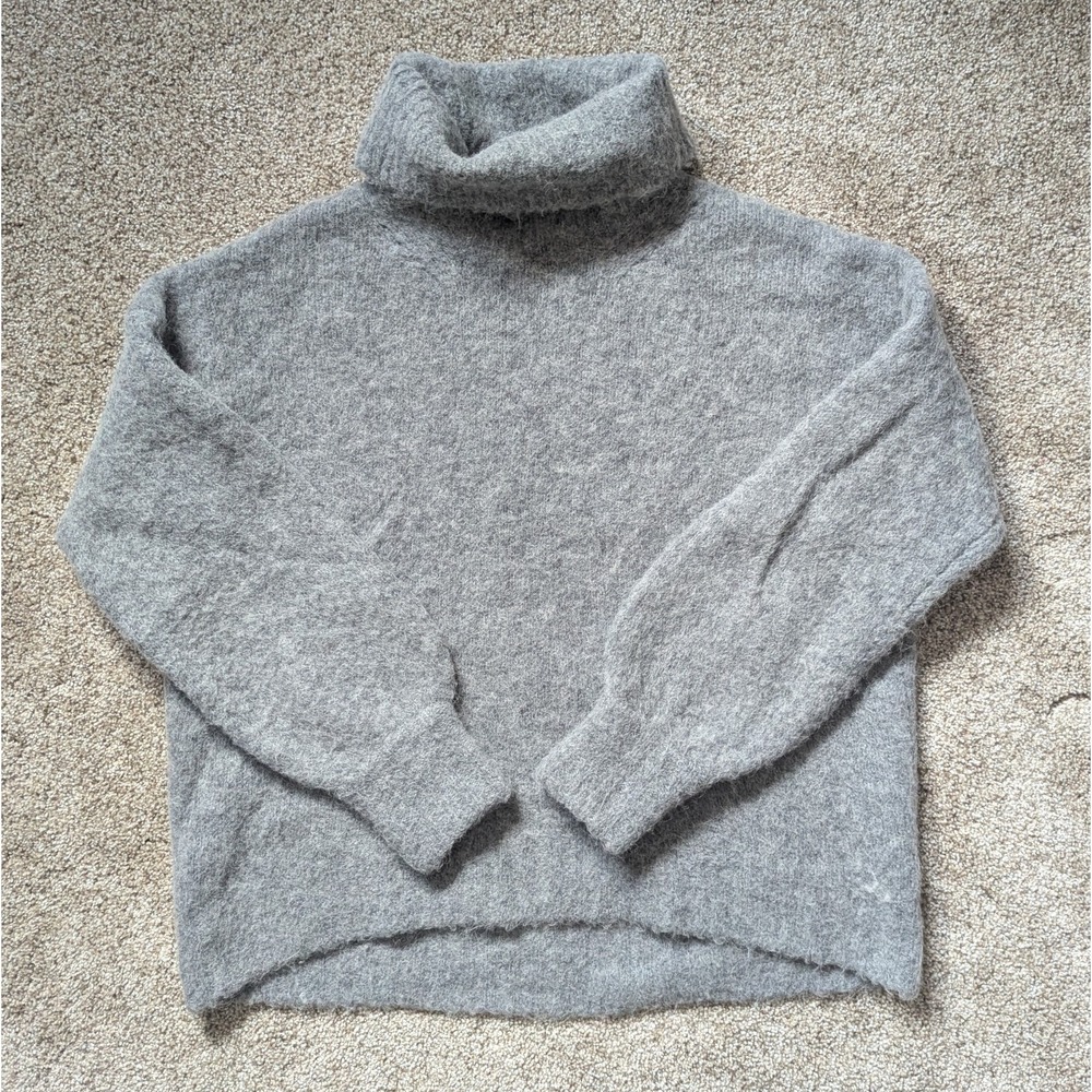 J Crew Women's Size M Grey Turtleneck Alpaca Wool Sweater
